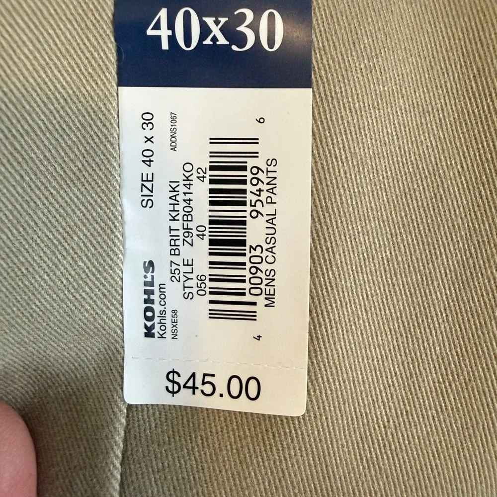 Croft & Barrow Mens Pleated Easy-Care Khaki Pants Brit Khaki 40x30 Z9FB0414KO - Picture 2 of 5
